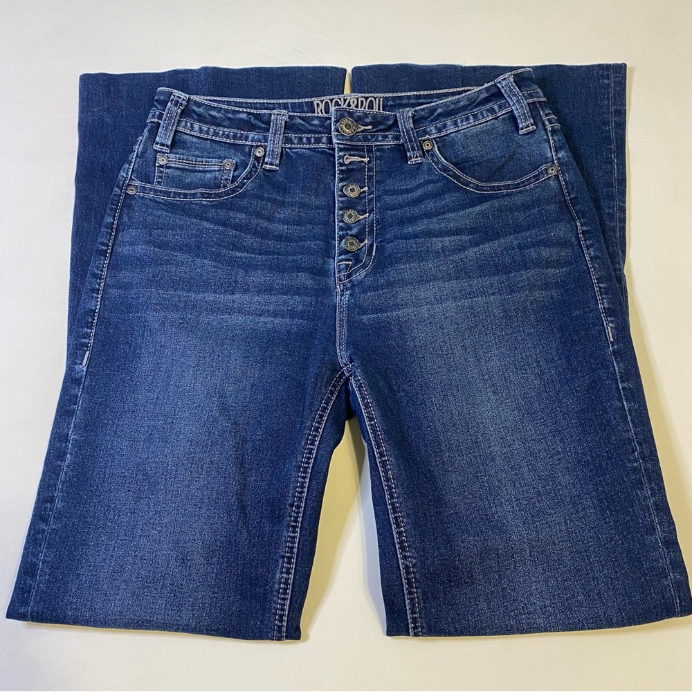 Rock & Roll Cowgirl Medium Blue Flare Jeans Size 29